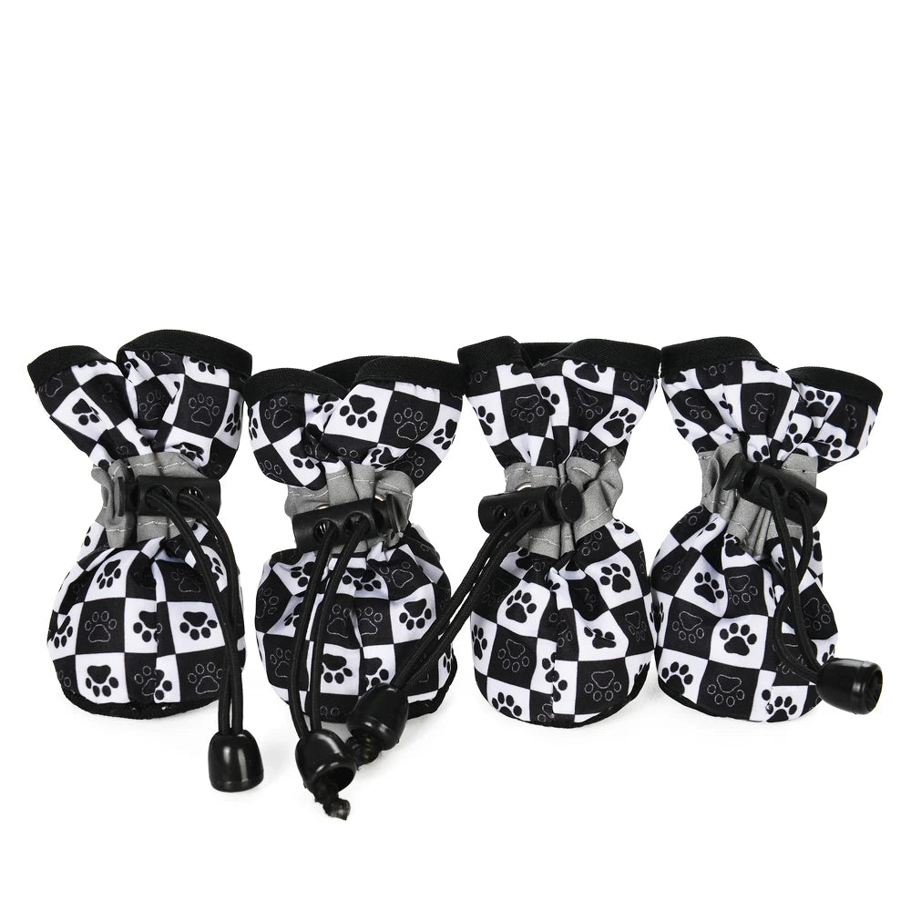 4Pcs Pet Dog Shoes for Small Large Dogs Cat Anti-Slip Soft Adjustable Paw Boots Chihuahua Socks Dachshund Puppy Outdoor Sneakers