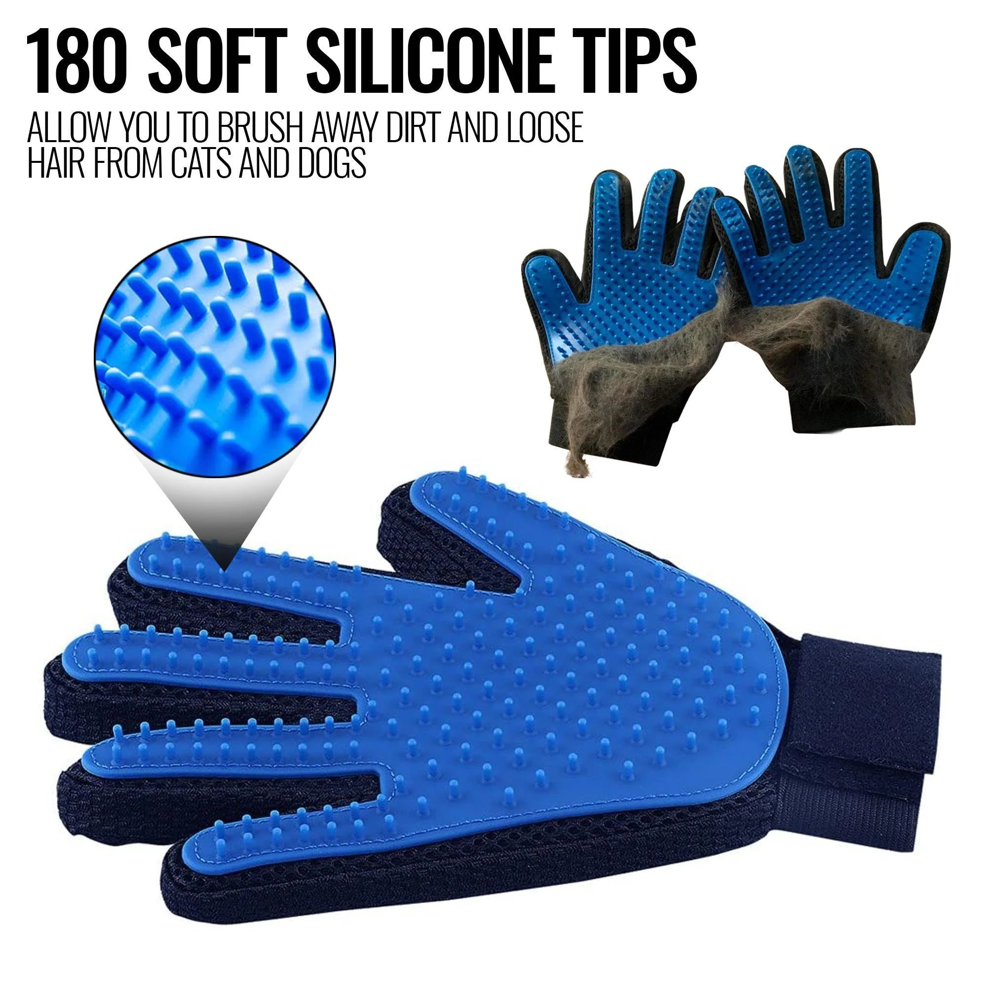 Pet Grooming Gloves Dog Brush Mitt Deshedding Hair Removal Massage Horse Pair